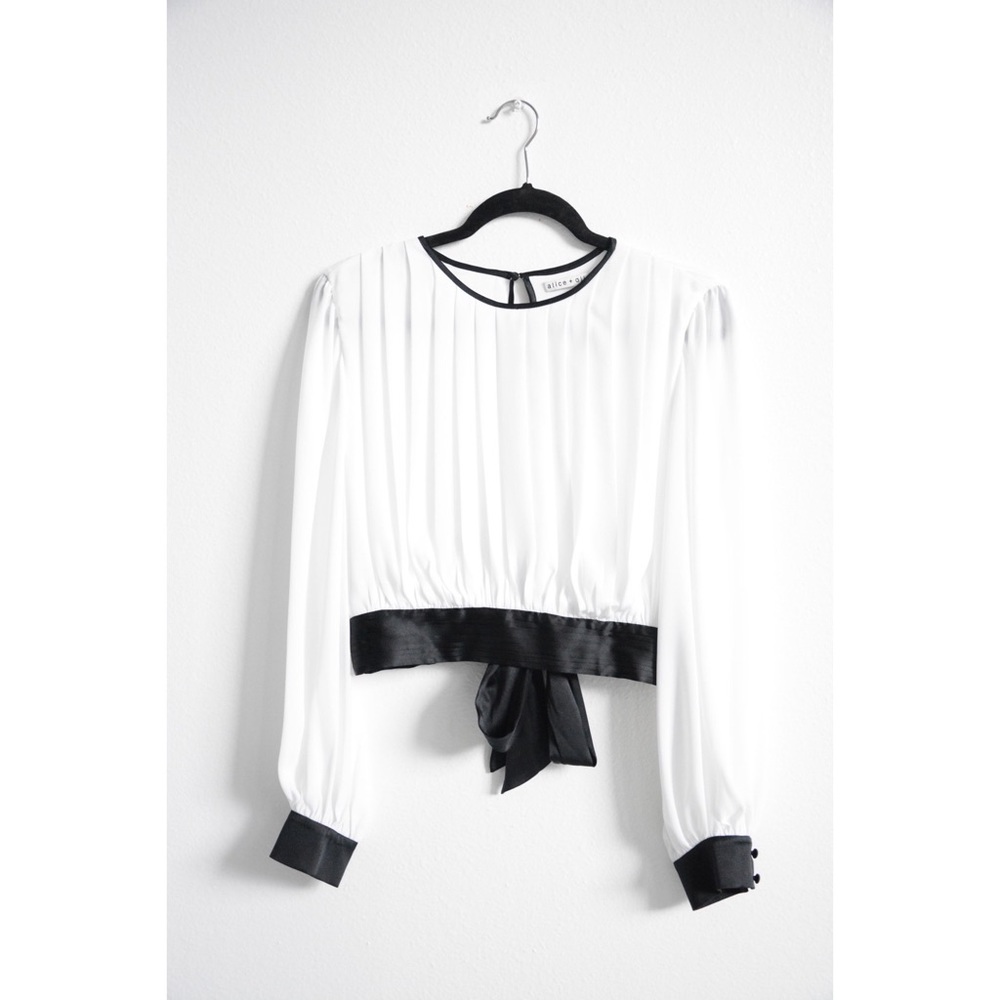Alice + Olivia Dakota Pleated Tie-Waist Blousontop